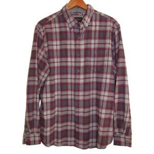 New Black Brown 1826 Burgundy & Gray Plaid Soft Flannel Button Up Shirt L